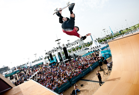 Skateboard ace Tony Hawk at Yas Marina Circuit 
