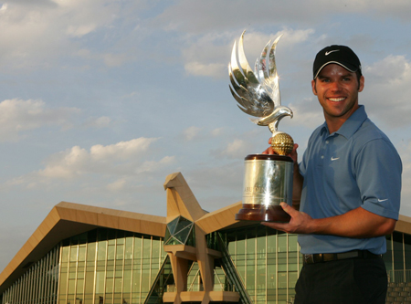 Paul Casey with trophy at Abu
