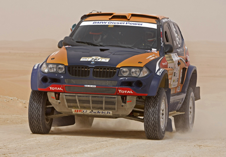 Guerlain Chicherit, driving a BMW X3 CC, was the class of the car field through the opening selective section of the 2009 Abu Dhabi Desert Challenge. 