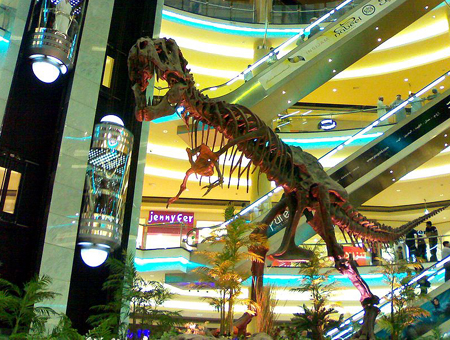 Dinosaur exhibit in megamall